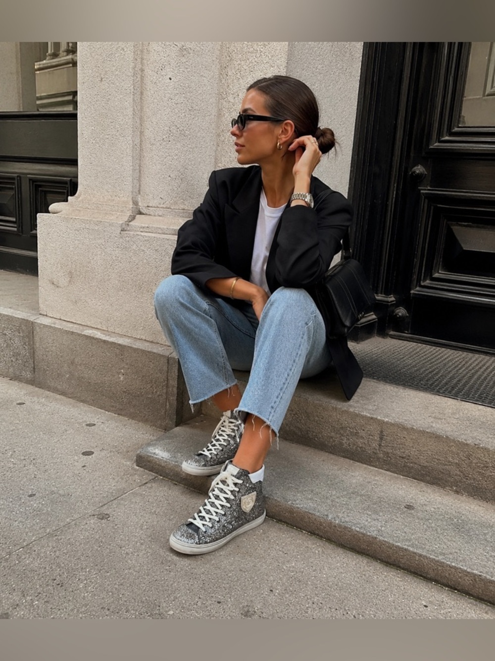 Saint Laurent Bedford Hightop glitter Sneakers size 40